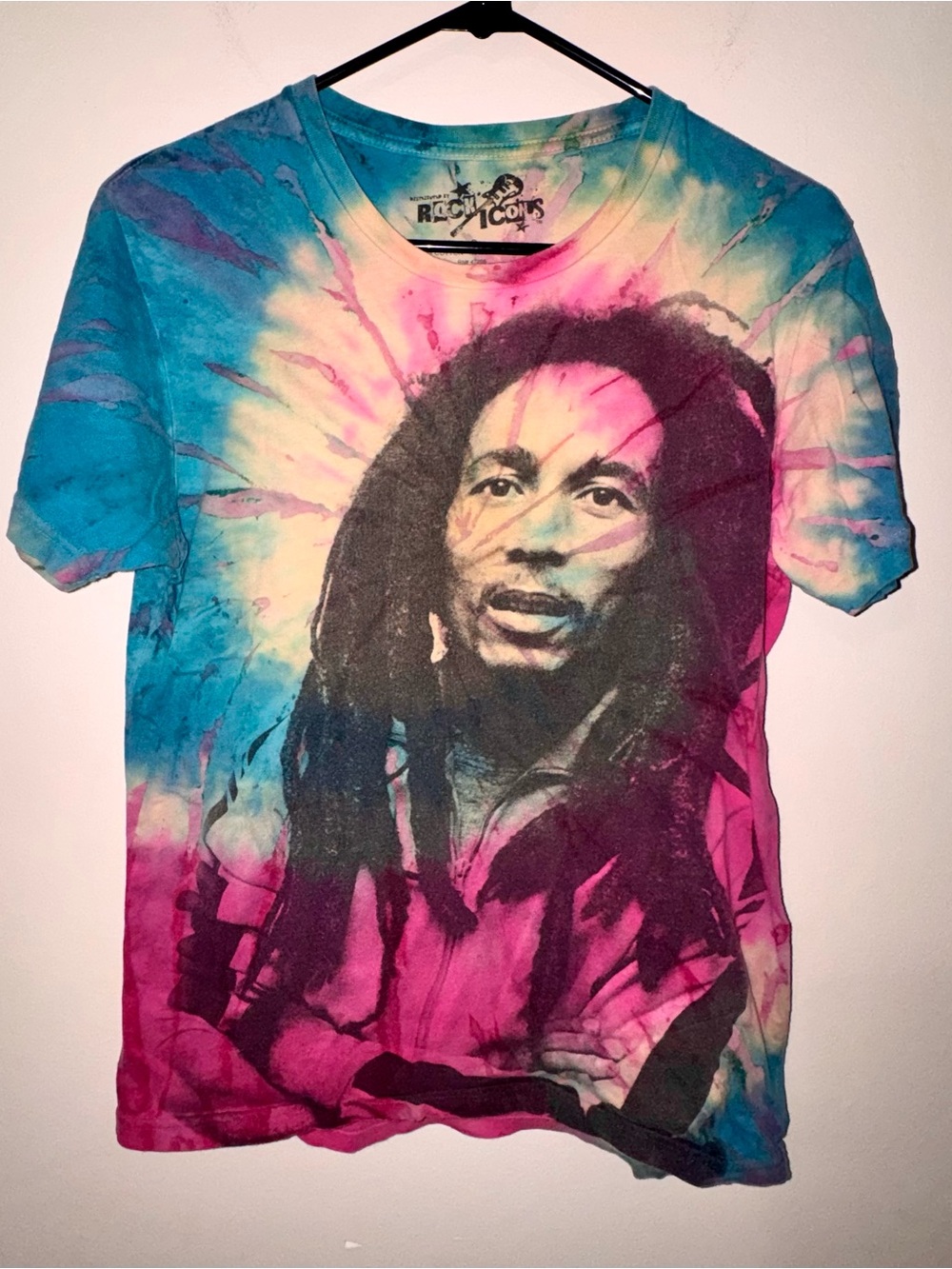 Bob Marley Tie-Dye Short Sleeve Tee Red Green Yellow
